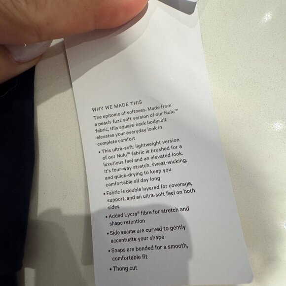 NWT lululemon ultra soft Nulu Wundermost Square-Neck Bodysuit Navy Sz 1X - Picture 6 of 9